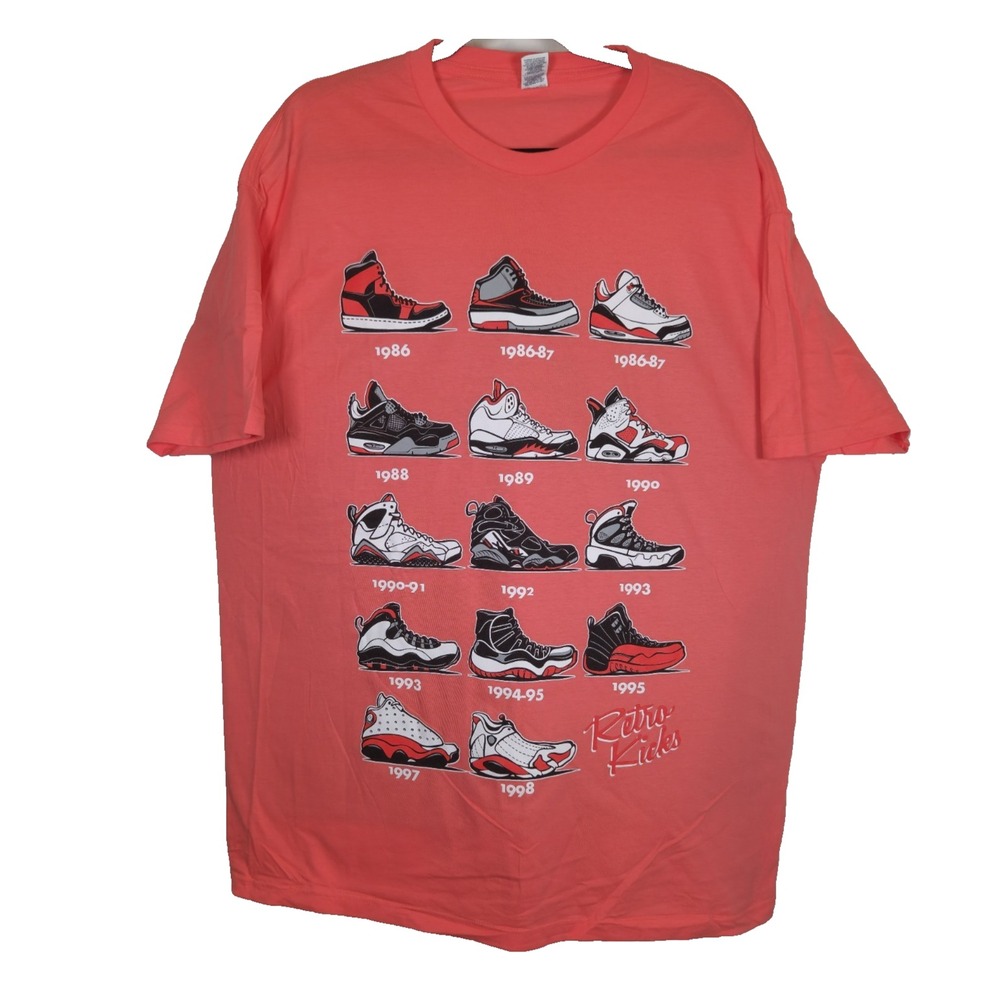 Optima Retro Kicks Graphic Shirt Salmon Basketball Shoes Jordan Sneaker Size 2XL